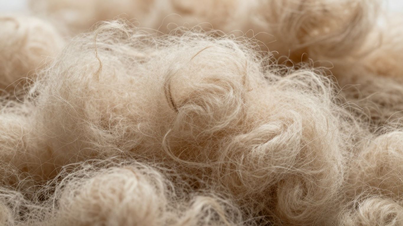 Close-up of soft merino wool fibers.