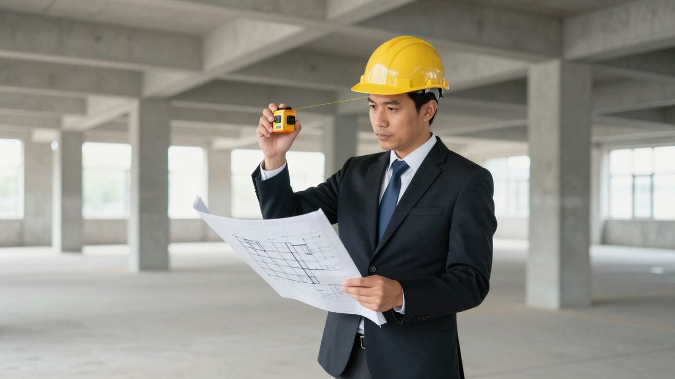 Professional engineer checking slab integrity