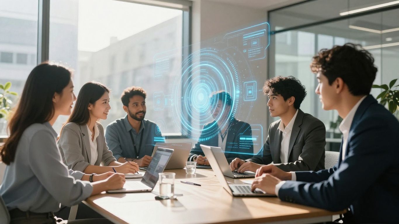 Australian business professionals using AI technology.