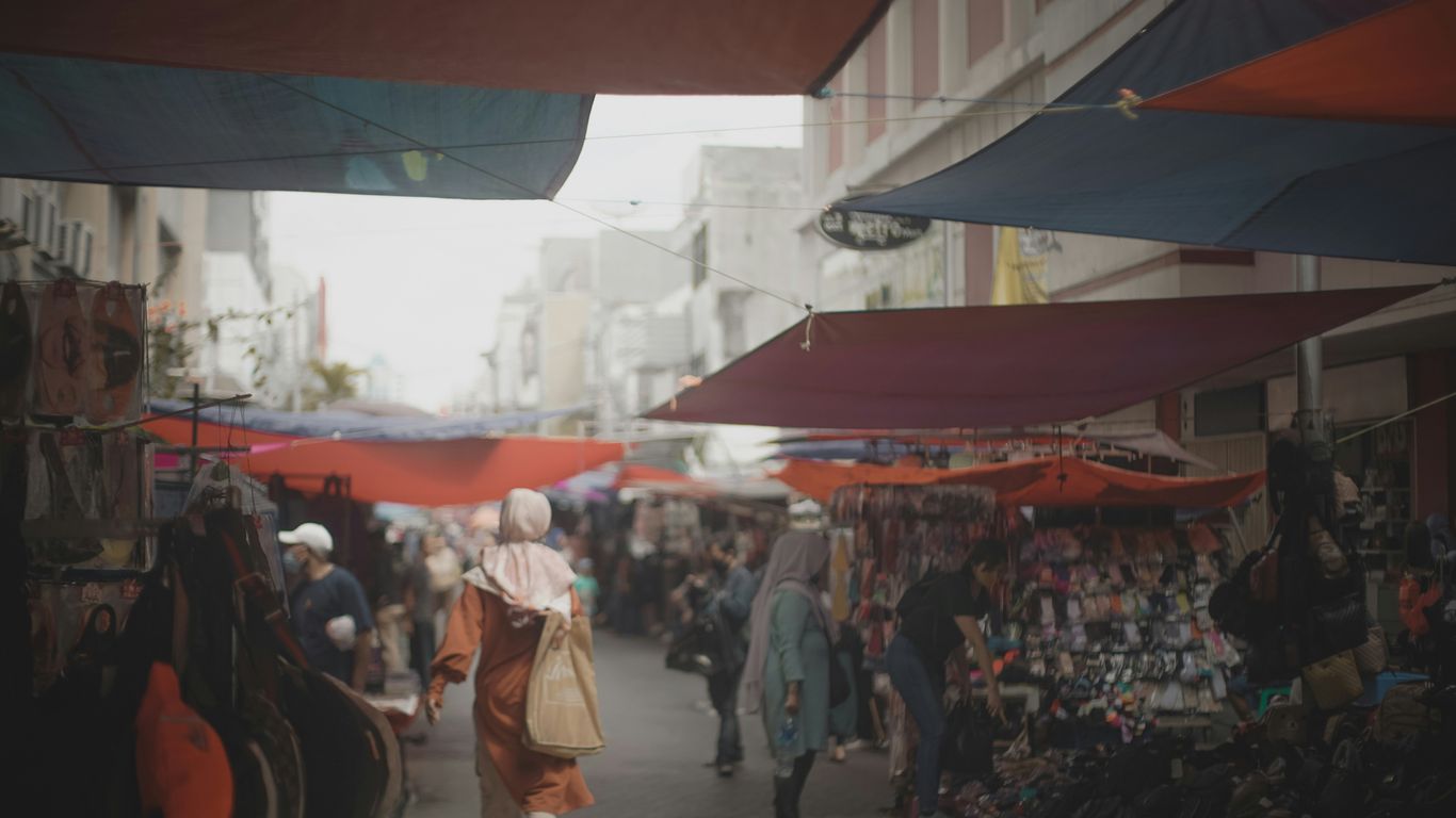 Historic market scene captured in the morning light