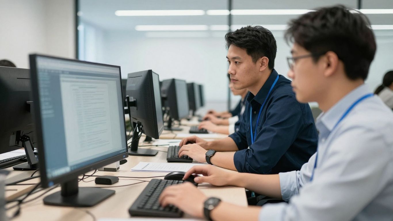 IT support team working in an office