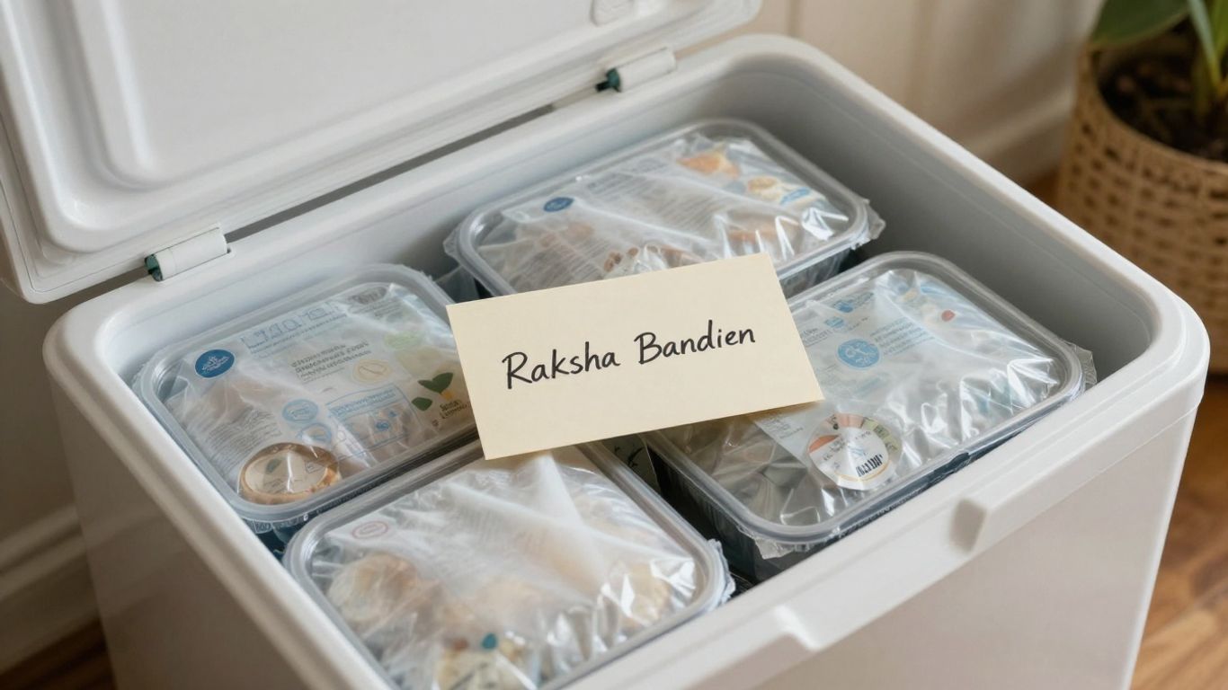 Frozen Indian meal parcels prepared for UK delivery