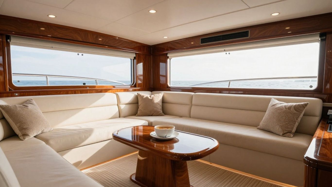 Luxurious yacht interior below deck