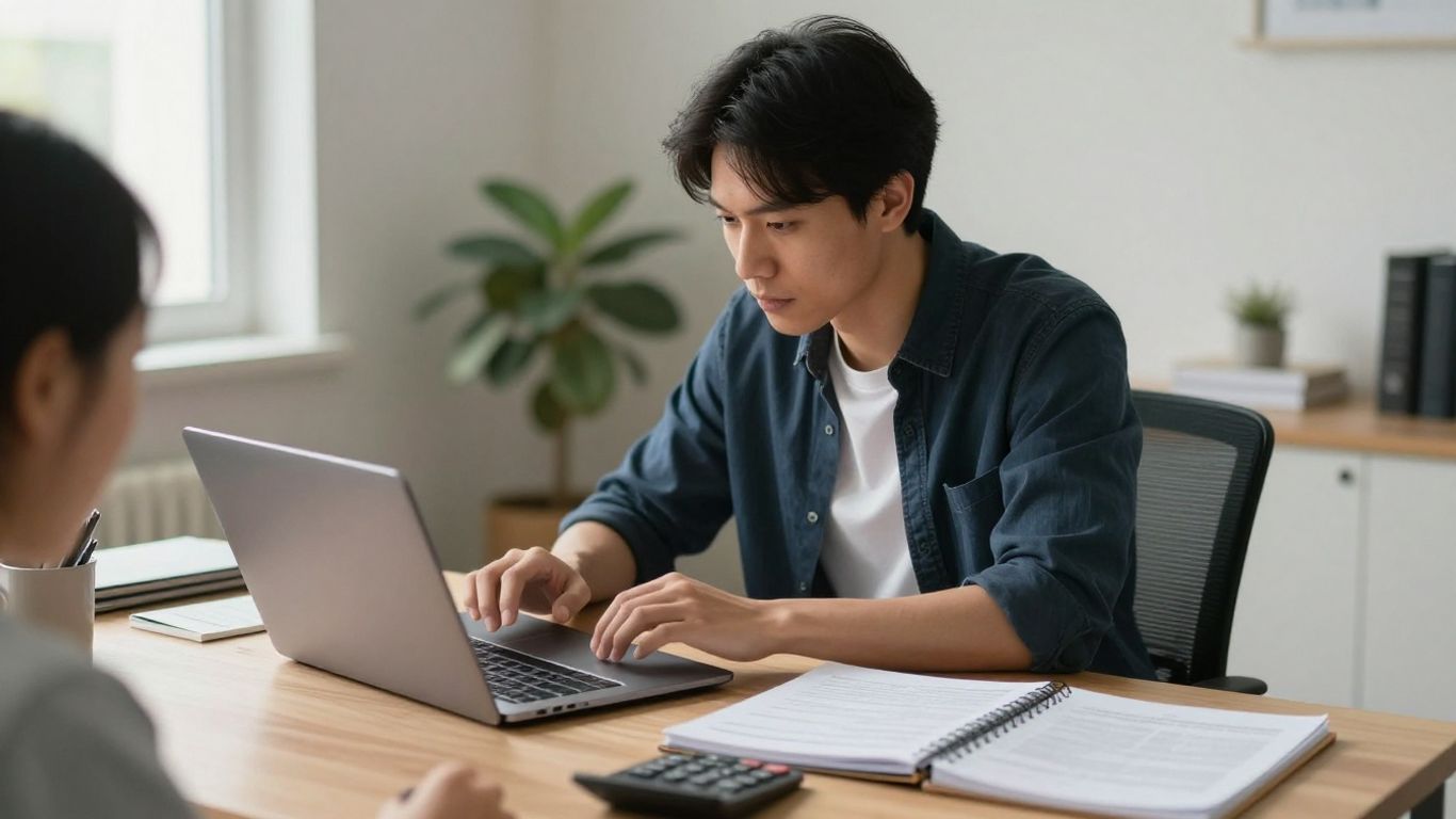 Trader reviewing account rules at a desk
