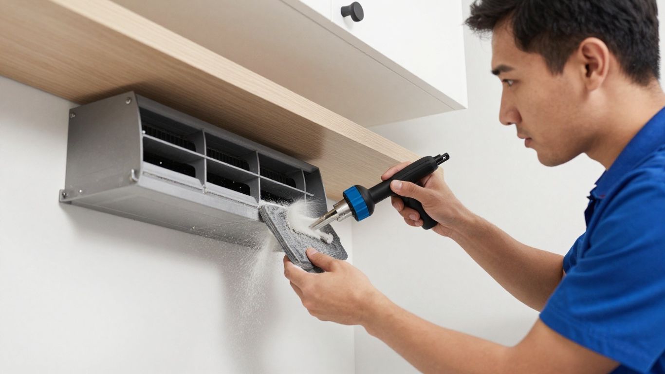 Professional air duct cleaning in a modern home.