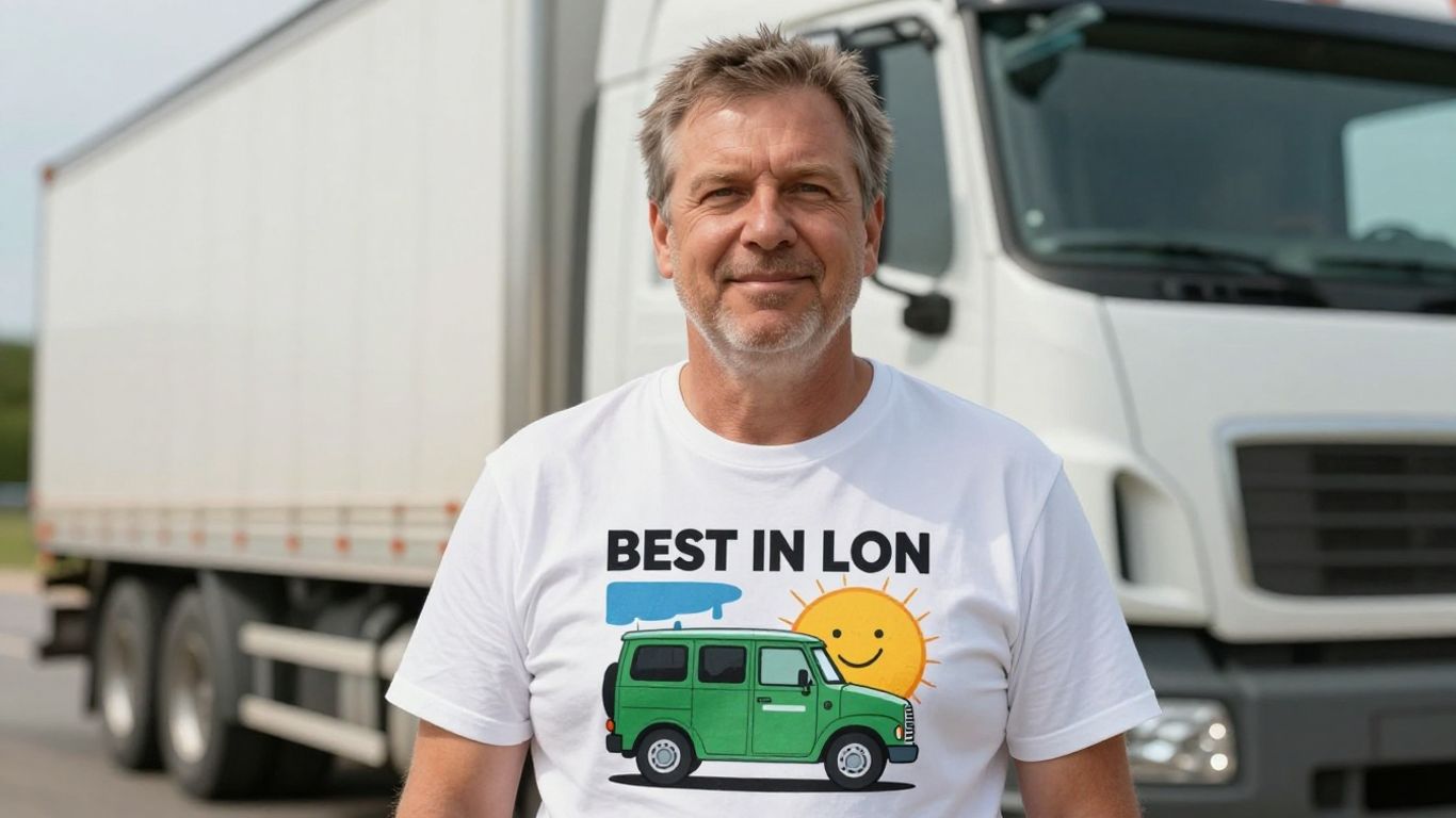 Funny trucker t-shirt on a driver