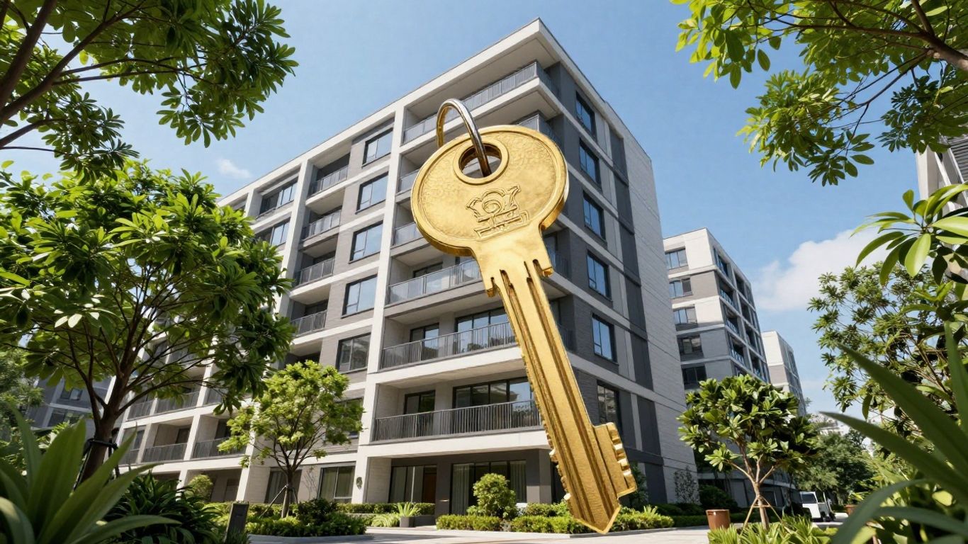 Immobilien als Kapitalanlage mit goldenem Schlüssel