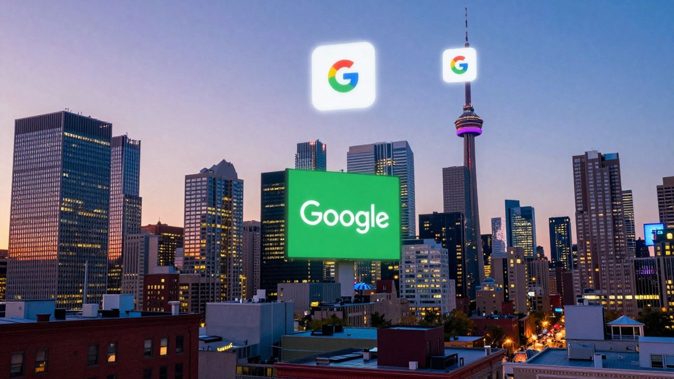 Toronto skyline with Google Ads icons