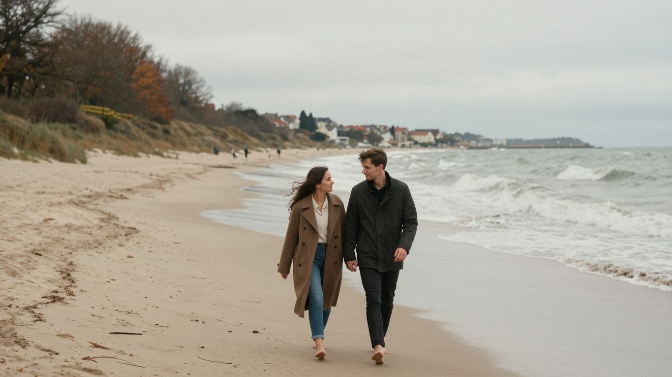 Couple marchant sur une plage calme