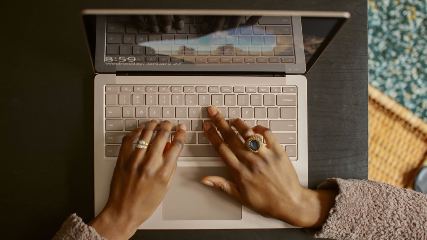 person using Surface device