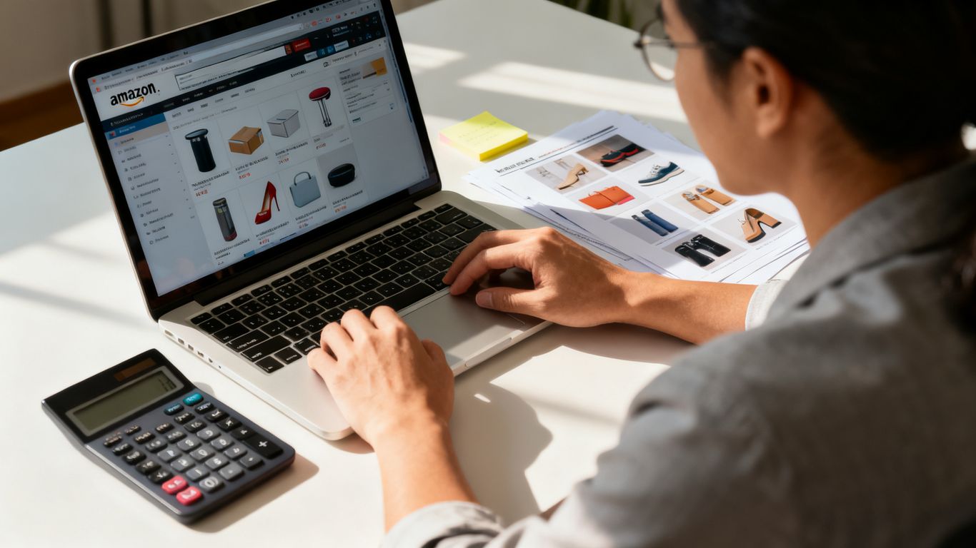 Analyst reviewing Amazon listing performance data