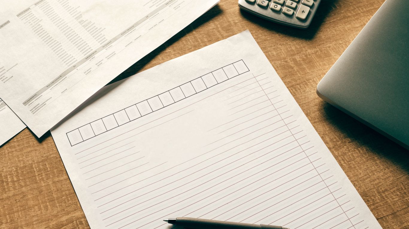 Reconciliation worksheet beside a bank statement