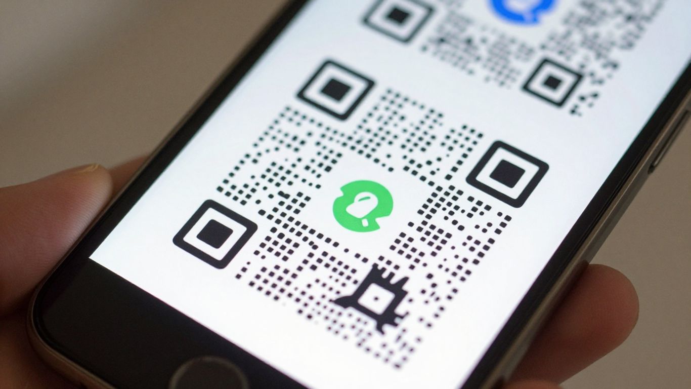 Smartphone displaying a custom branded QR code.