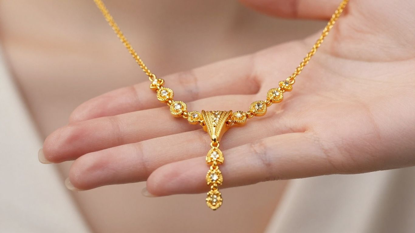 Bijoux en or brillants tenus dans une main