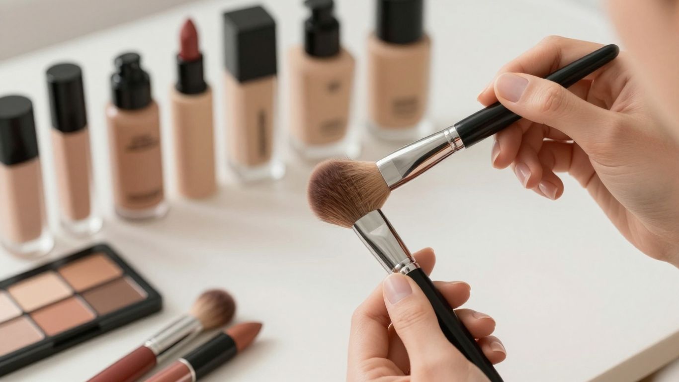 Clean beauty makeup products and application.