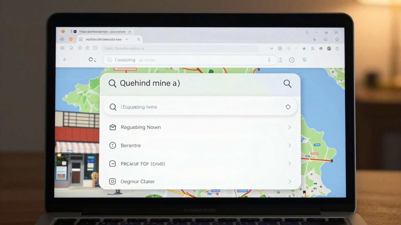 Search results beside a business website