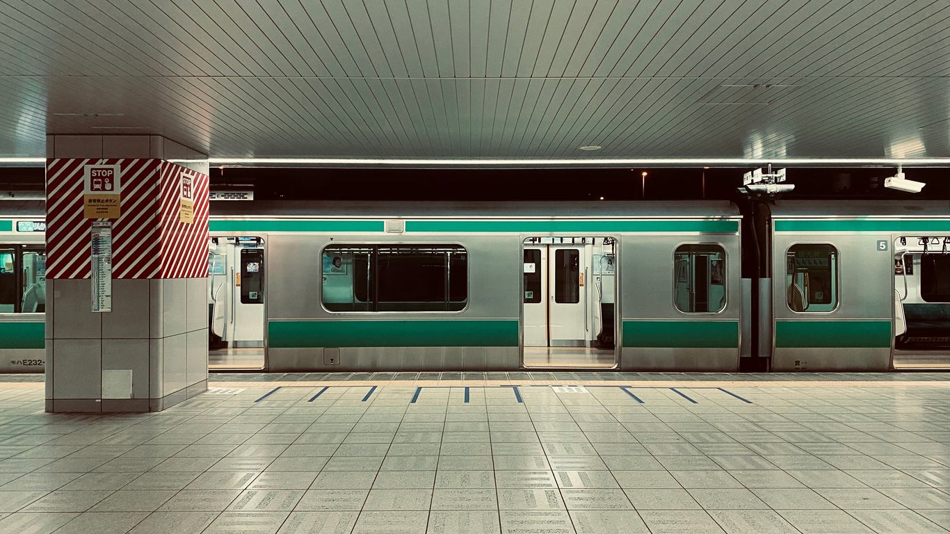 Modern subway station exit with signage