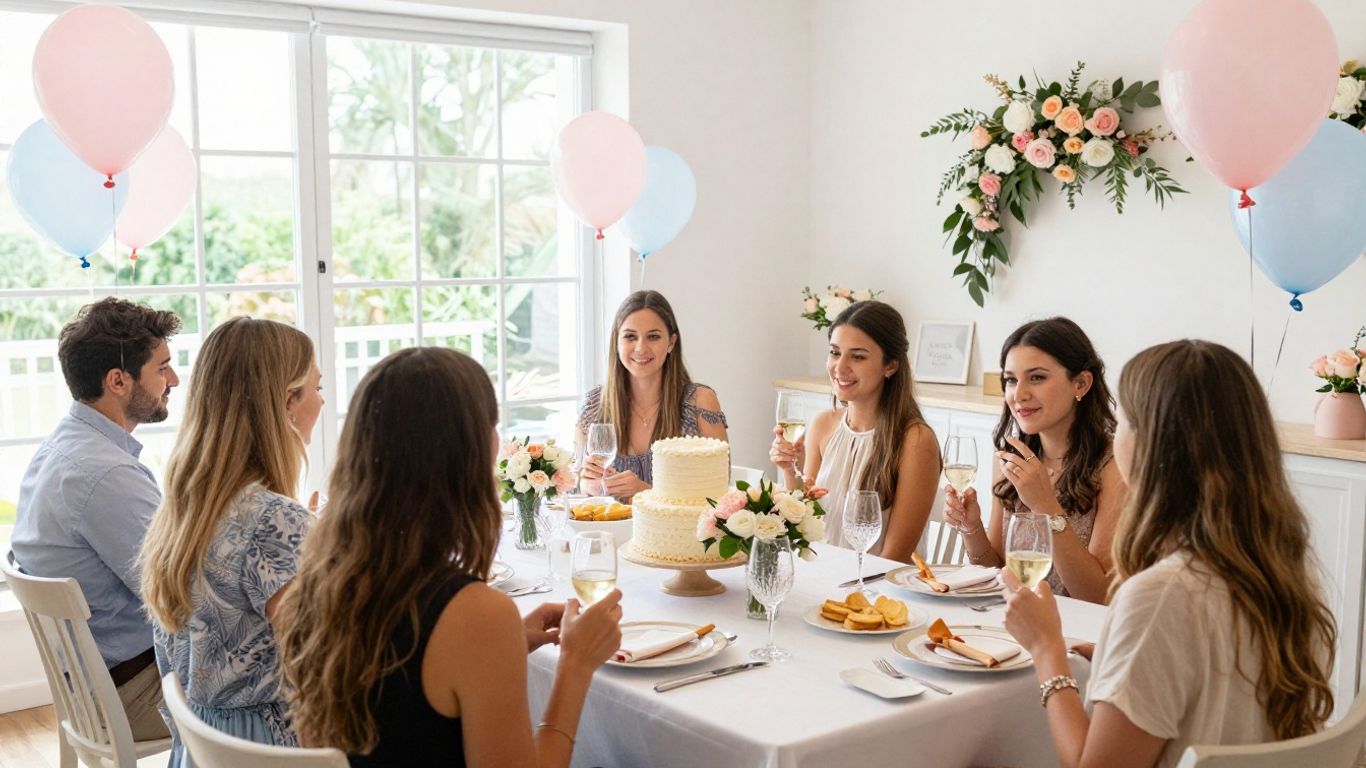 Elegant baby shower venue in Addison, TX with decorations.
