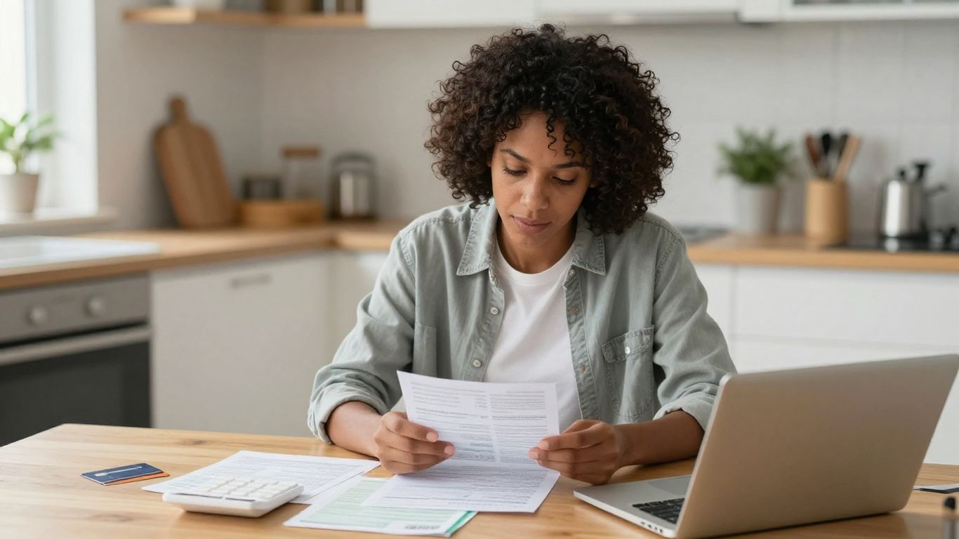 Persona revisando sus finanzas personales en casa