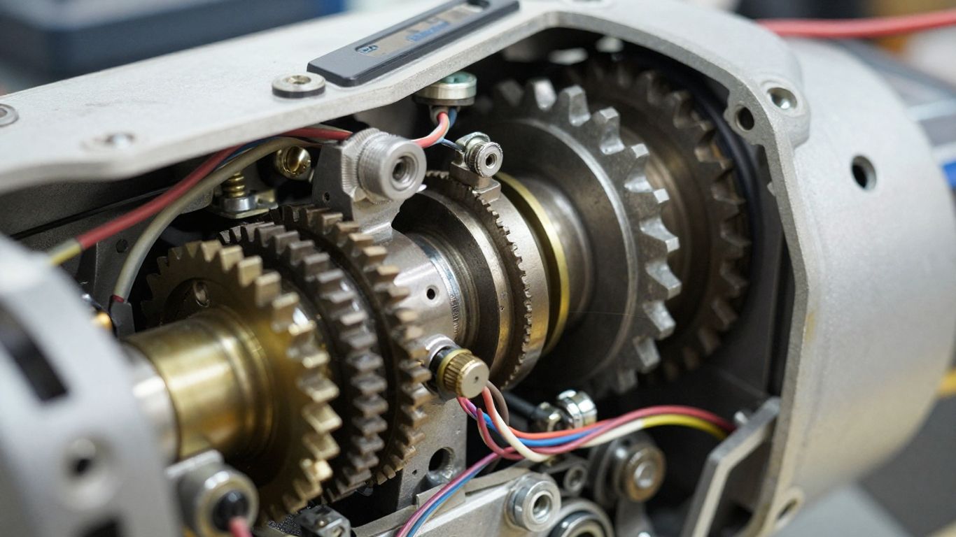 Close-up of recycled electric motor components.