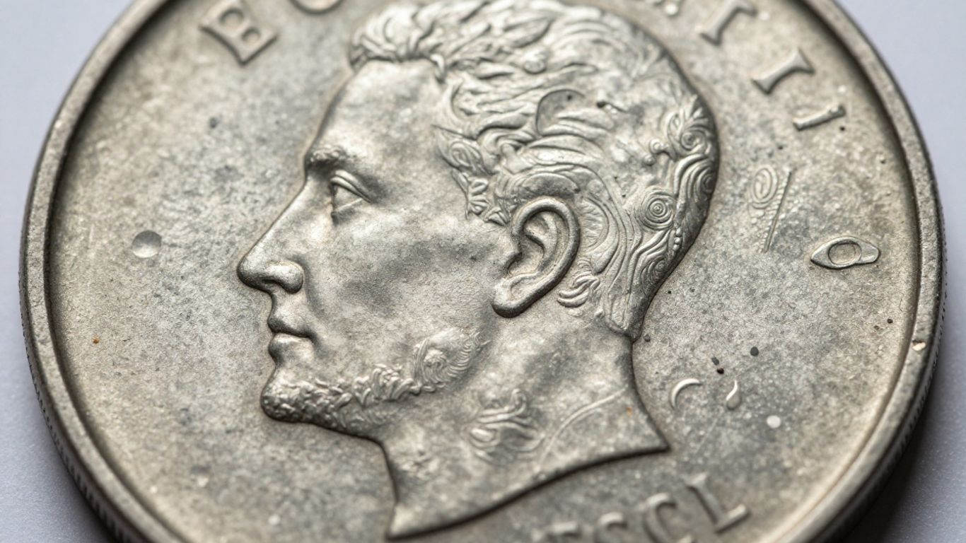 Coin surface with pitting and gouges