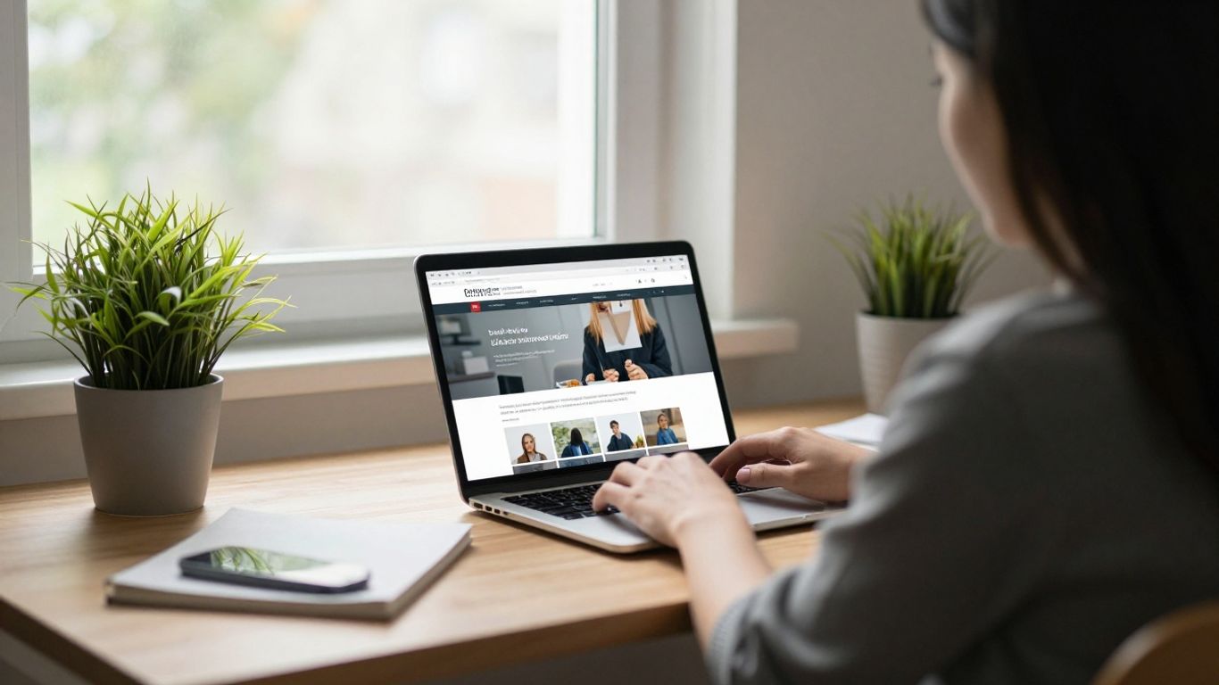 Person working on affiliate marketing website on laptop.