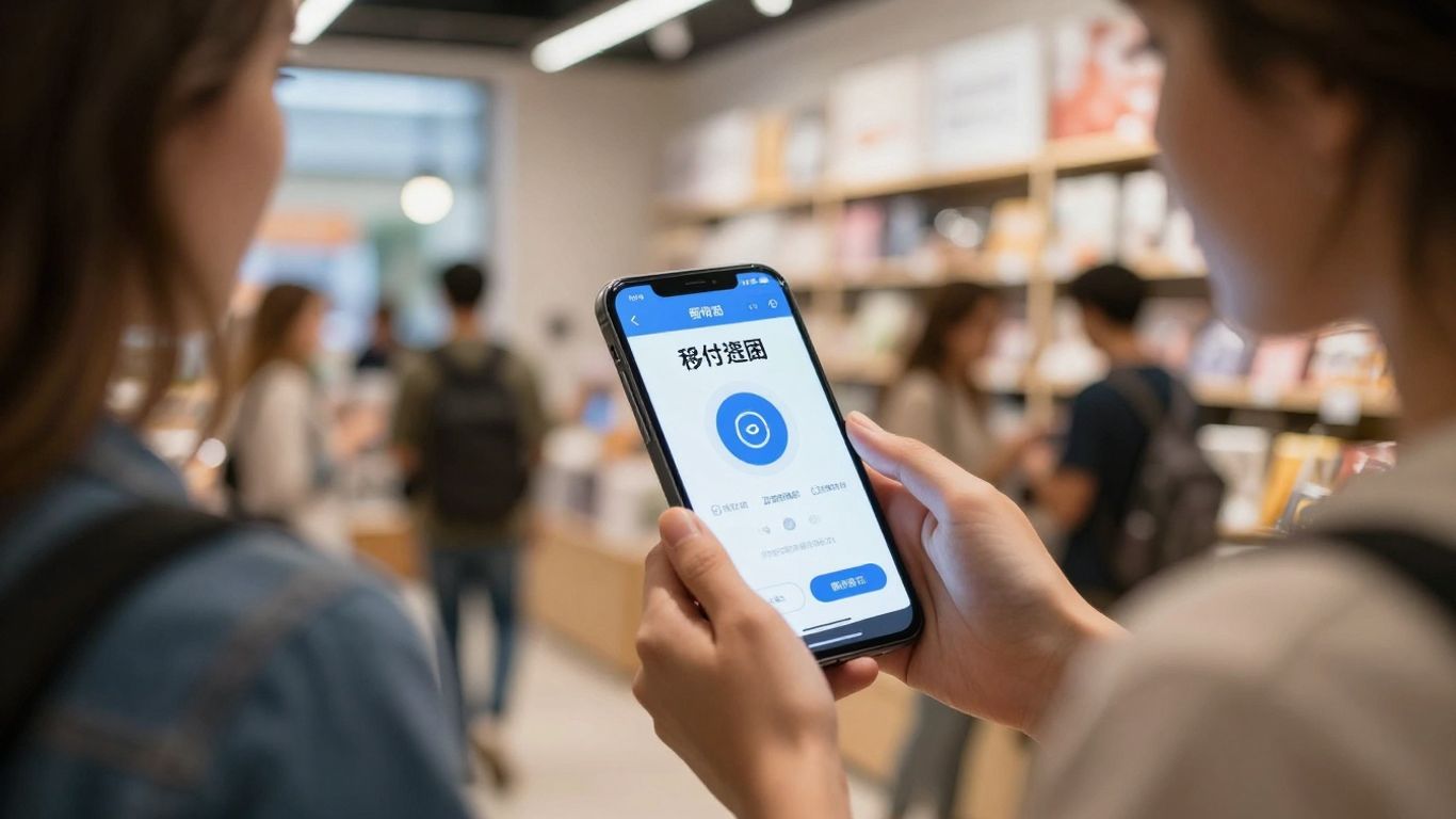 Gamification in retail industry. Customers engaging with interactive retail displays and loyalty programs.