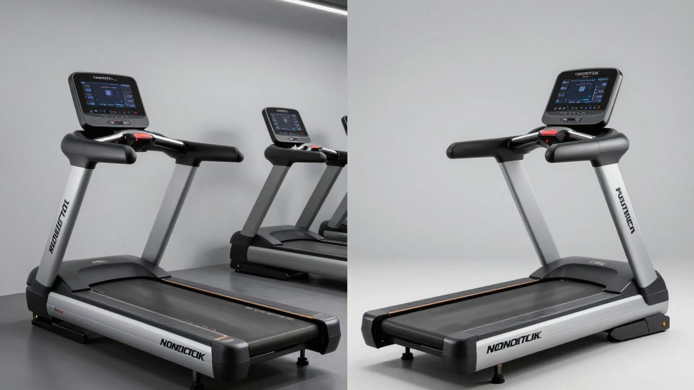 Peloton and NordicTrack treadmills side-by-side comparison.