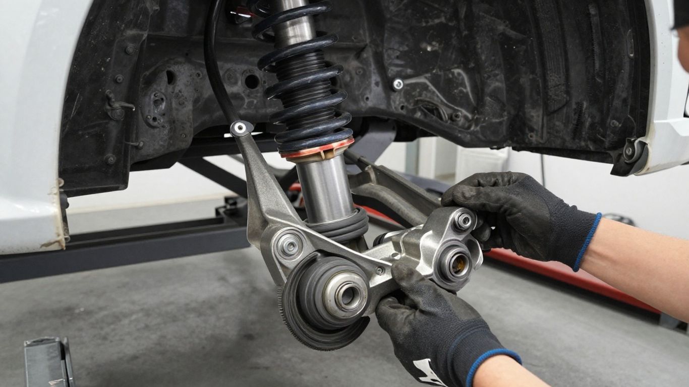 Photograph of Audi suspension components during inspection