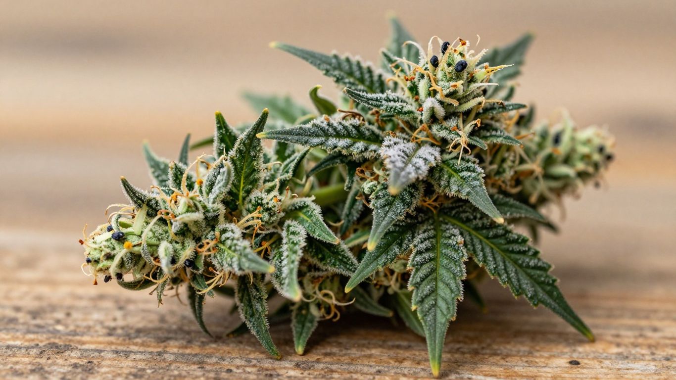 Northern Lights cannabis buds with frosty trichomes