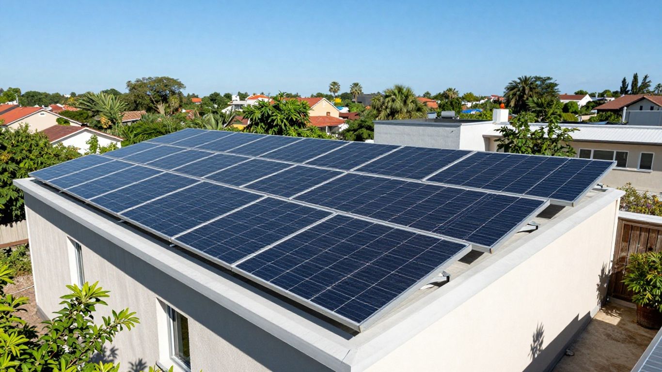 Panneaux solaires sur un toit ensoleillé