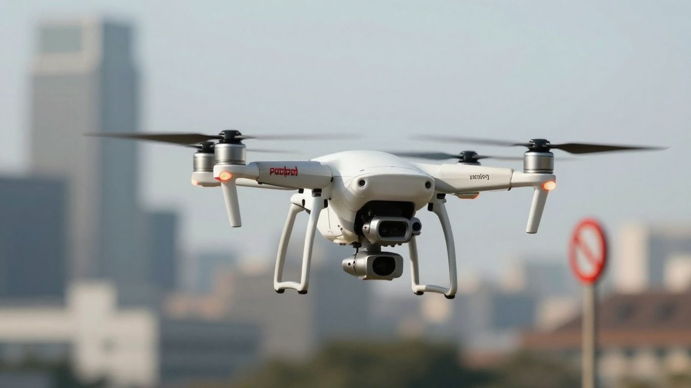 Drone near no-fly zone symbol