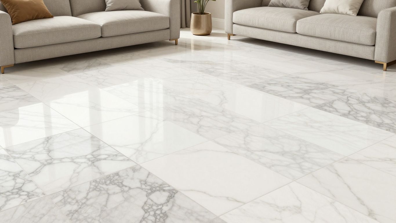 Sketch of marble tiles in a modern living space
