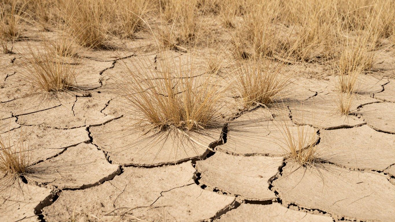 Trockene, rissige Erde unter heißer Sommersonne.