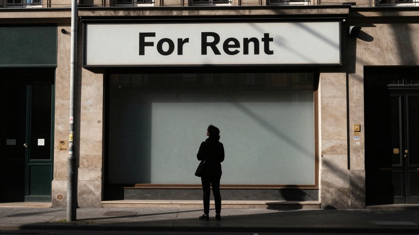 Immeuble parisien avec pancarte 'À louer'.