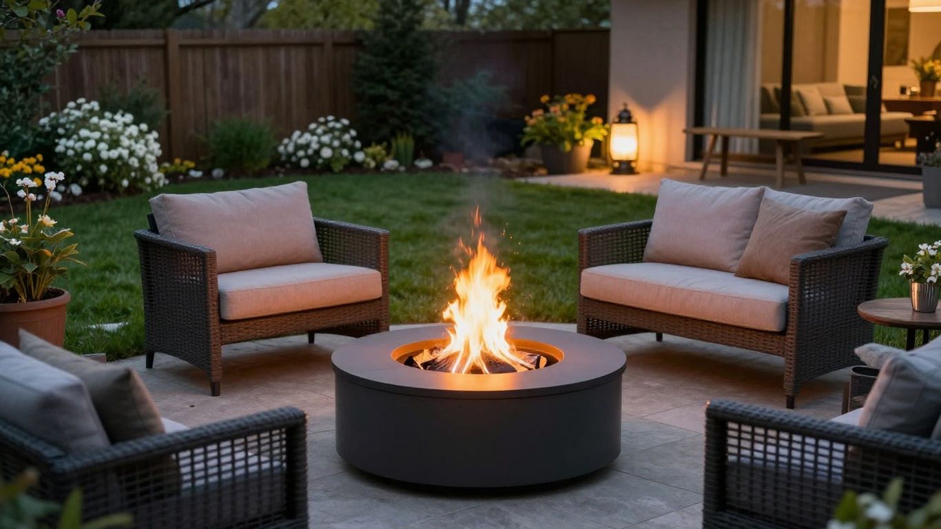 Backyard fire pit with seating