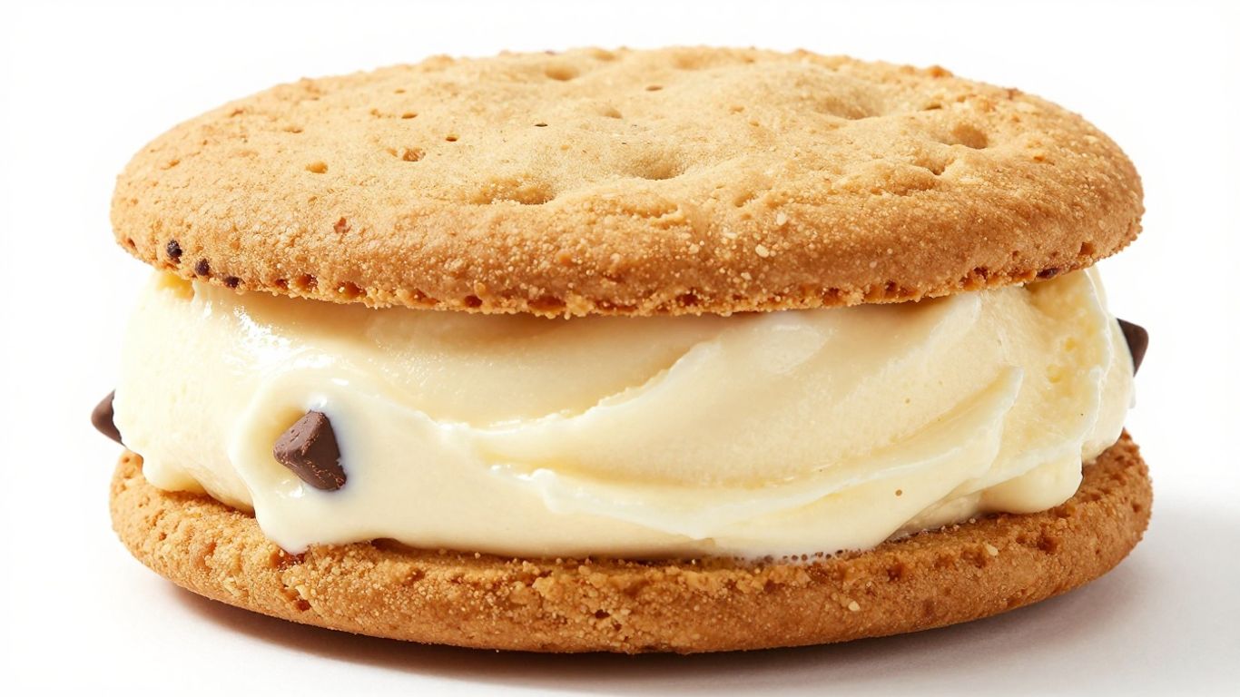 Keto ice cream sandwich with cookies and vanilla ice cream.