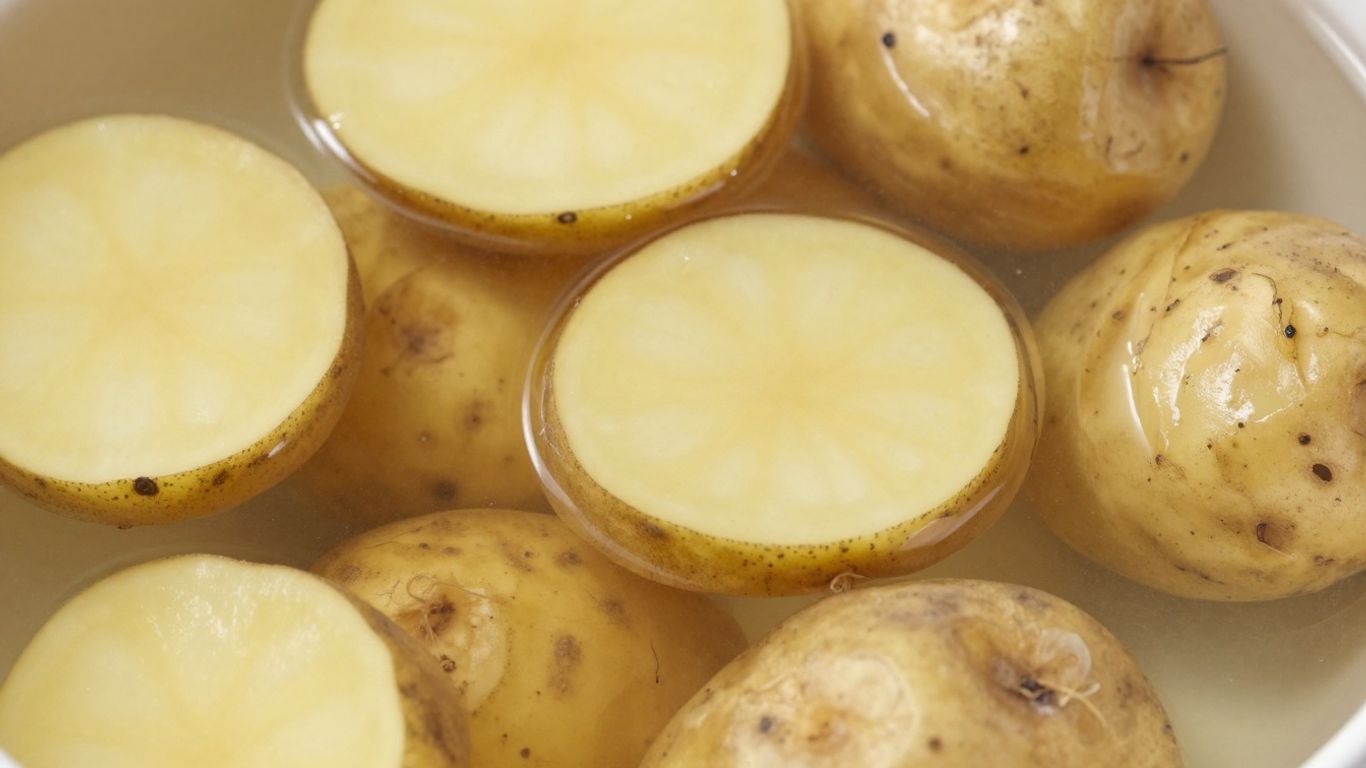 Aardappelschijfjes in water, osmose effect zichtbaar.