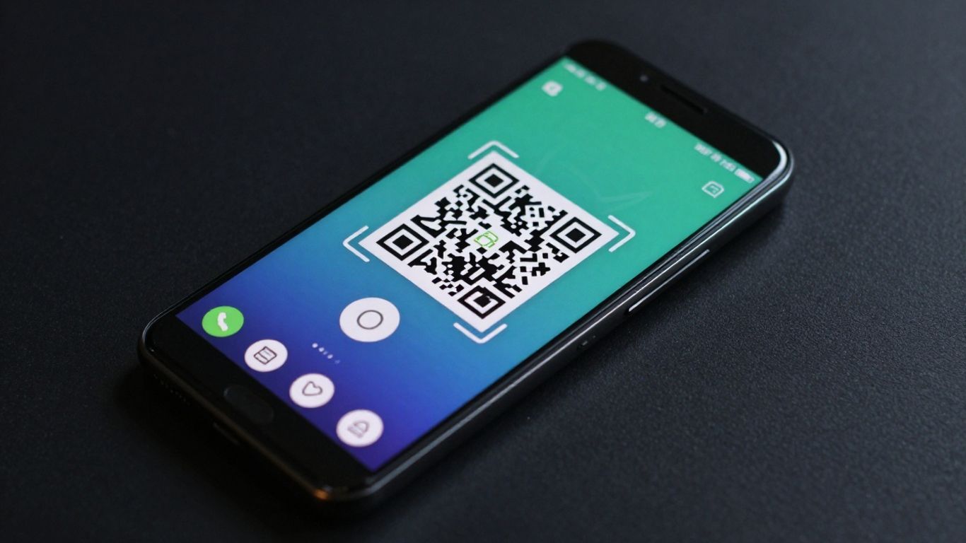 Smartphone scanning a QR code with Android camera.