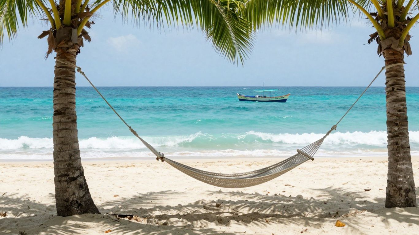Peaceful beach retirement scene in a developing country.