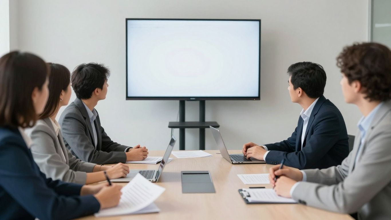 Gründer besprechen Auswahlkriterien mit Recruiterin