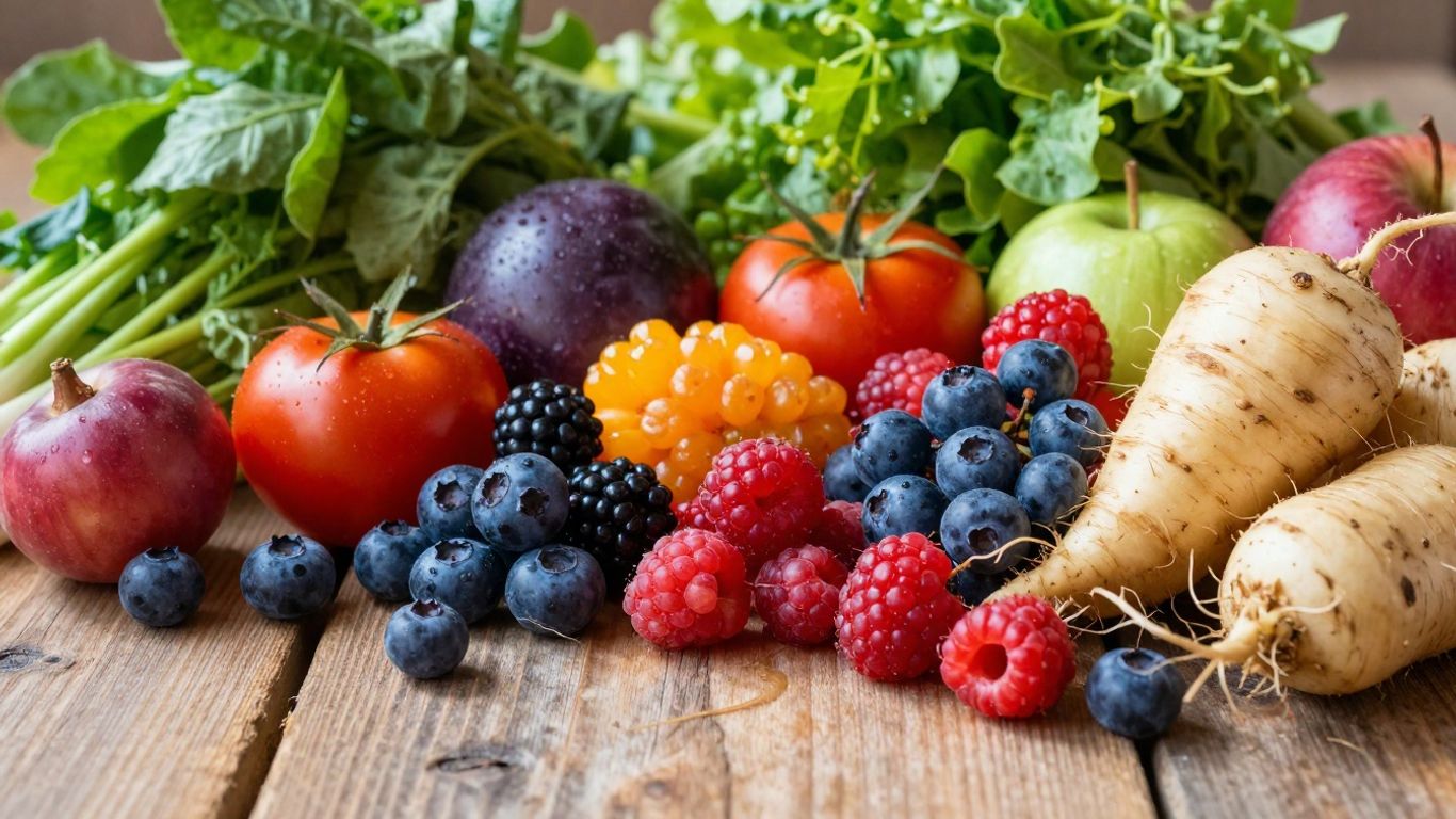 Colorful fruits and vegetables for gut health
