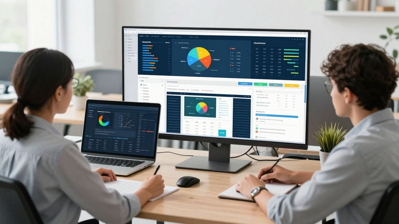 Marketing professionals reviewing integrated data platforms