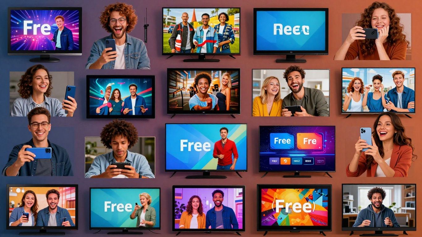 People enjoying free TV apps on multiple devices.