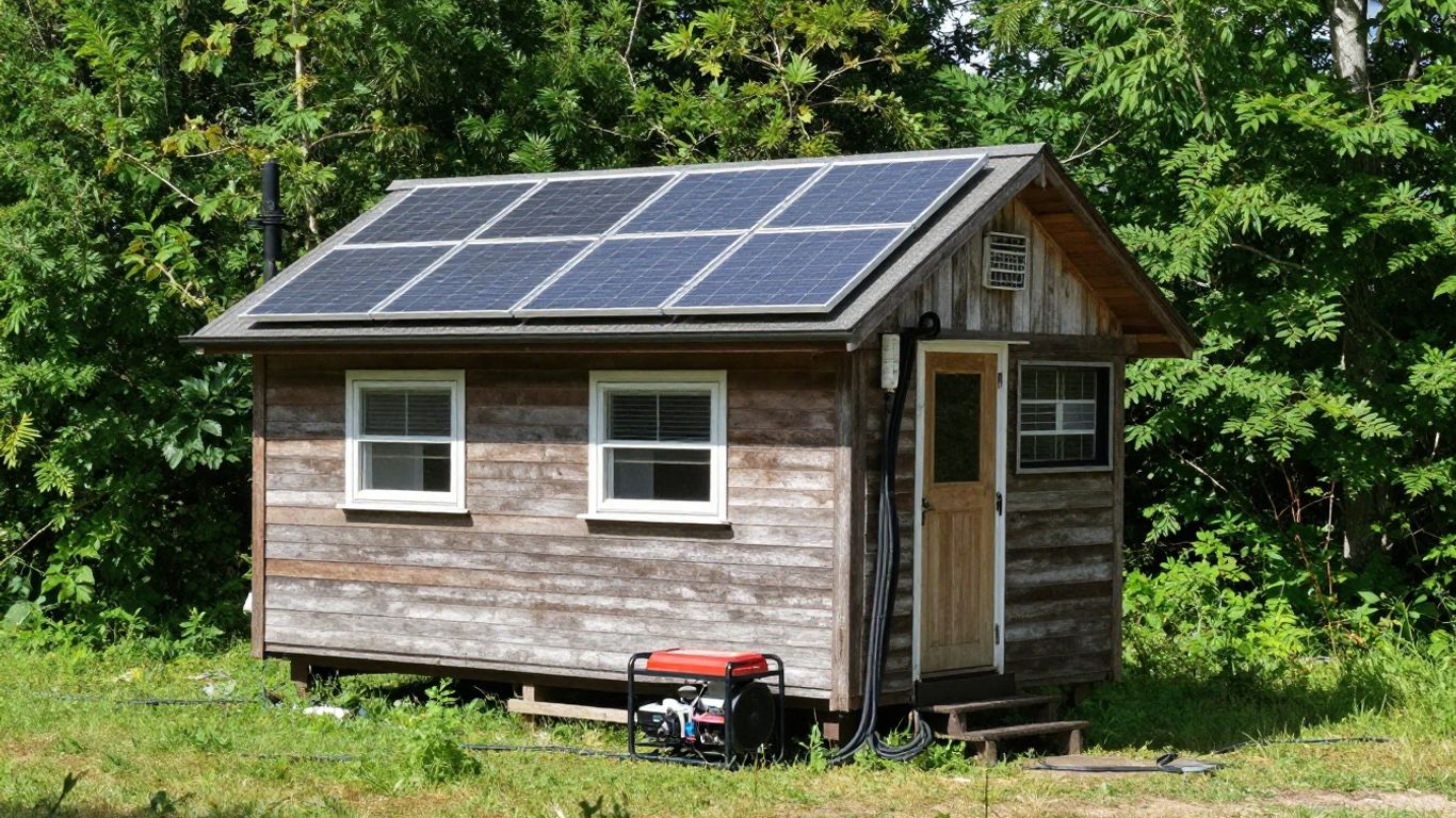 Tiny house with solar panels and generator
