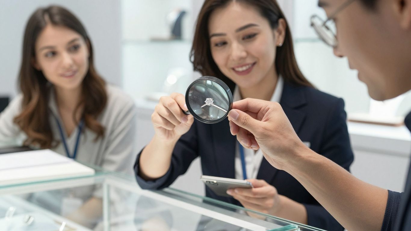 A customer consulting with a jewellery expert