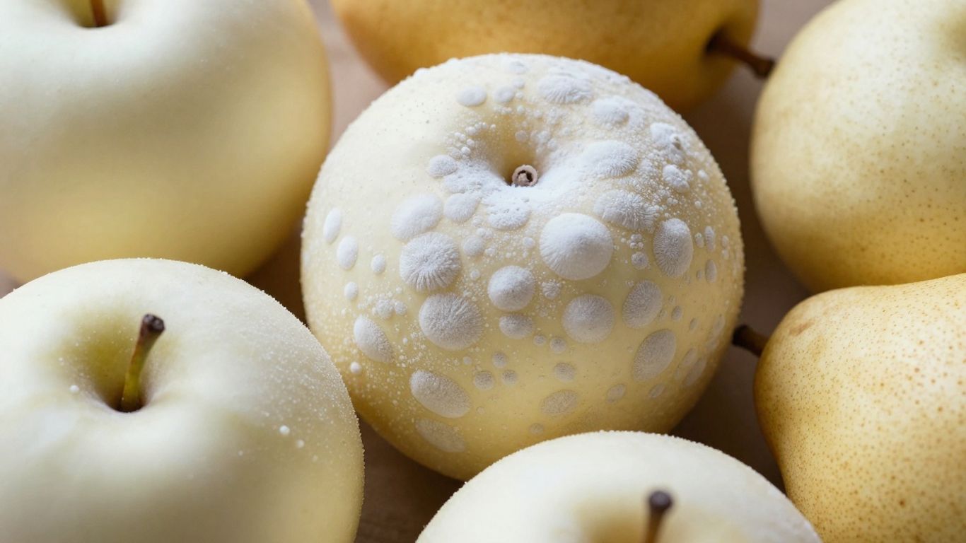 Weiße Flecken auf verschiedenen Früchten, nahaufnahme