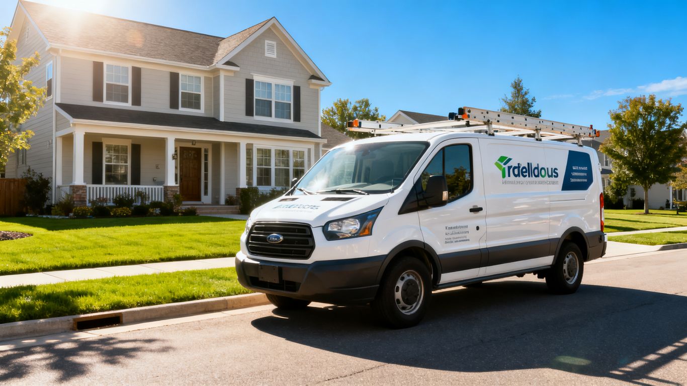 Service van parked on residential street