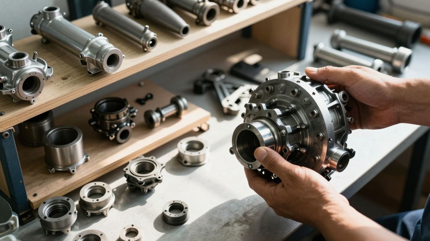 Mitsubishi car parts in a Brisbane workshop.