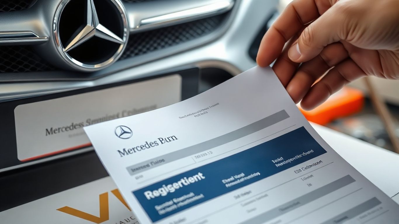 Mercedes VIN auf Fahrzeug und Dokumenten